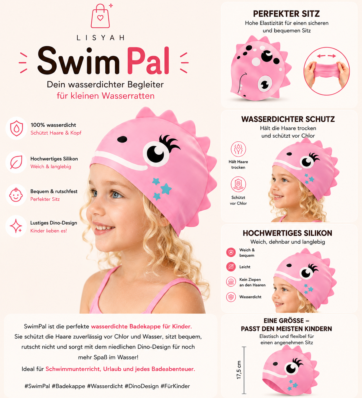 SwimPal Badekappe Rosa