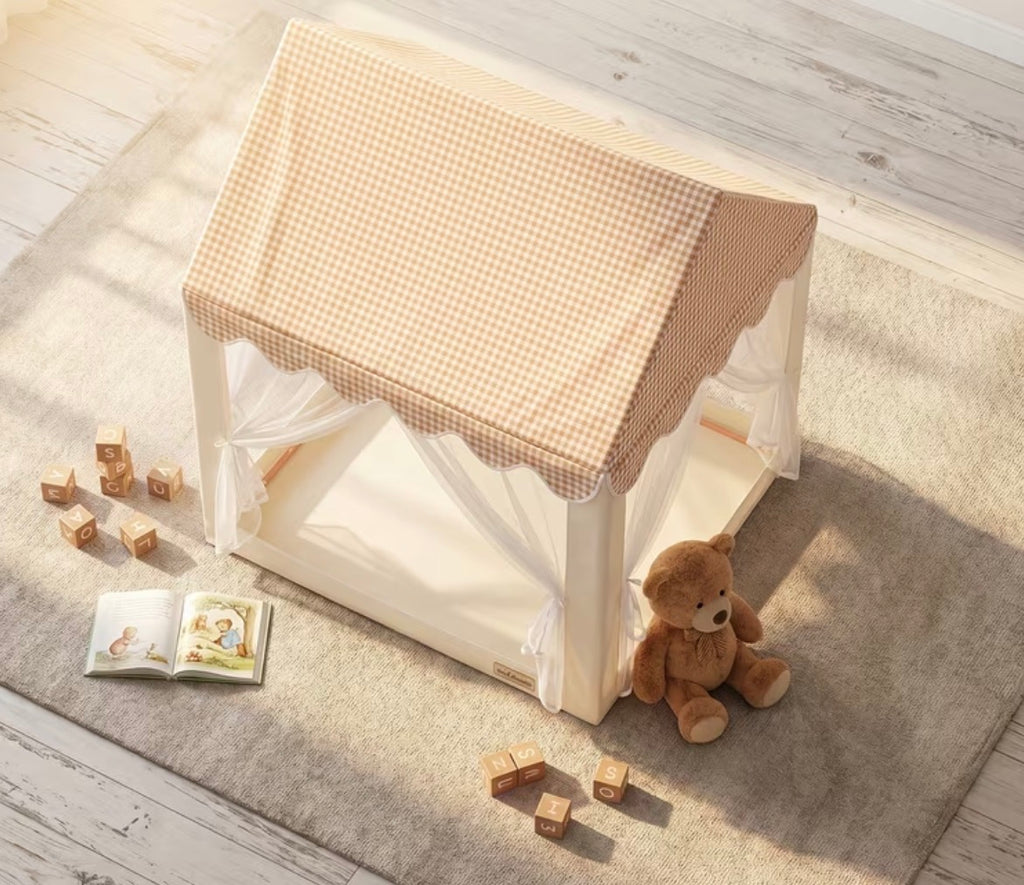 Kinder-Spielhaus mit Vorhängen – gemütliches Spielzelt im Haus-Design Lisa