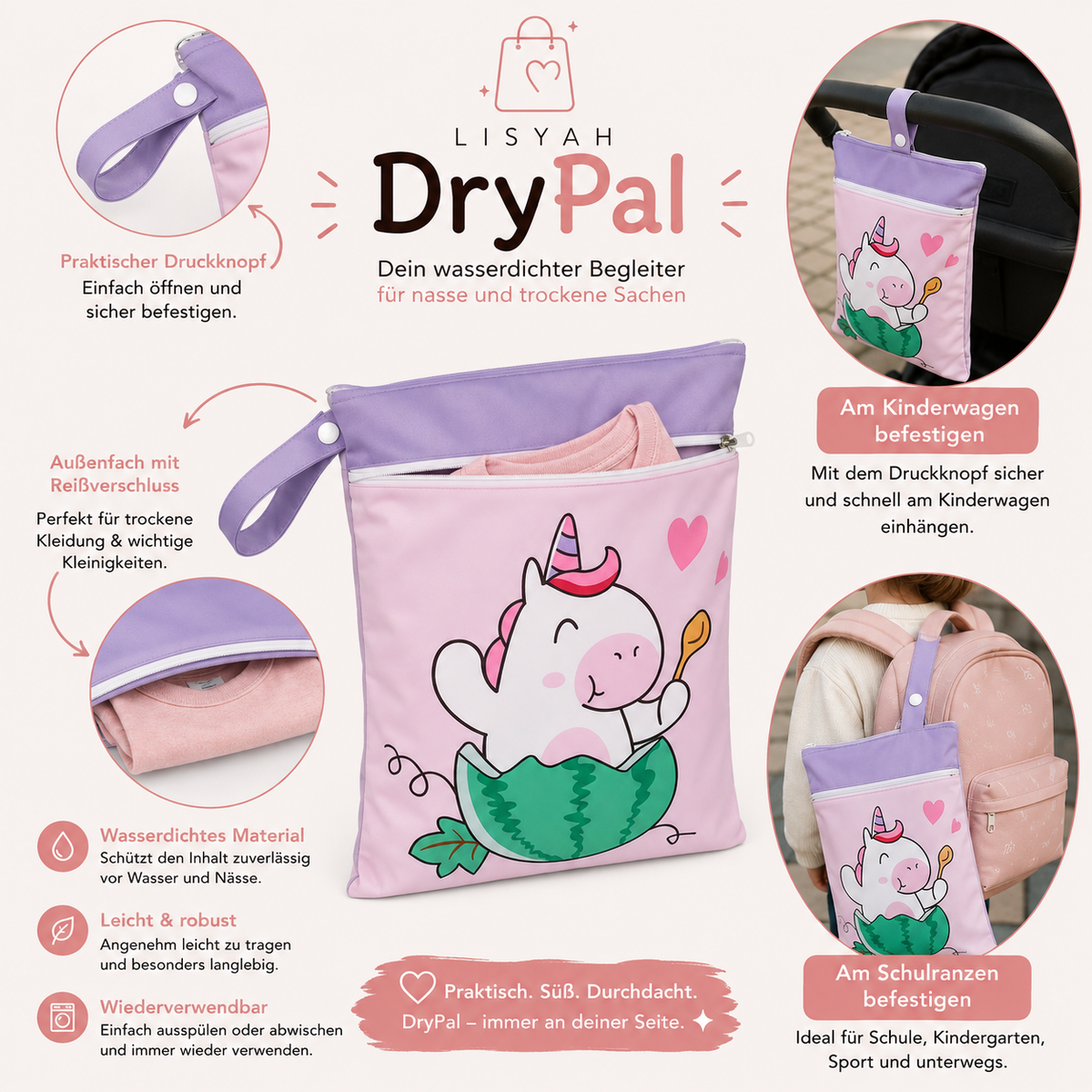 DryPal Schwimmbeutel Einhorn